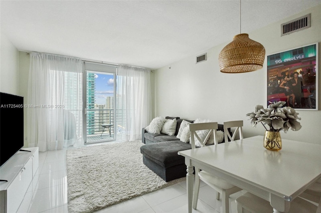 view of tiled living room