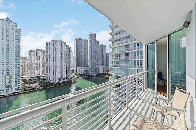 balcony with a water view