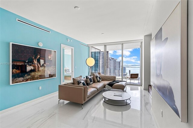 300 Biscayne Blvd Way Unit 2505, Miami, FL 33131 - living room with floor to ceiling windows and marble tiled floors
