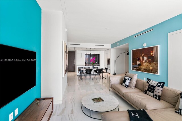 300 Biscayne Blvd Way Unit 2505, Miami, FL 33131 - living room featuring marble tiled floors