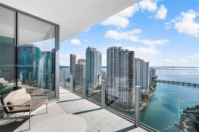 balcony with a water view