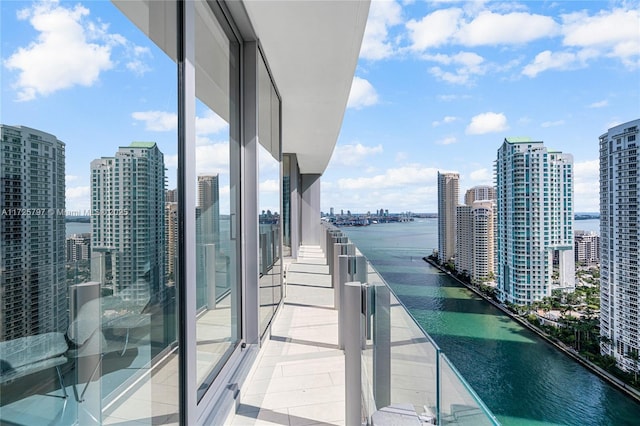 balcony with a water view