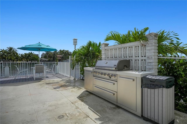 view of patio / terrace featuring an outdoor kitchen