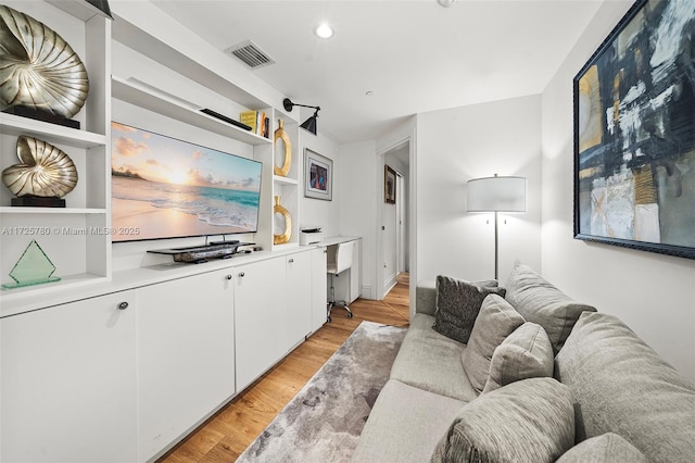 living room with light wood-type flooring