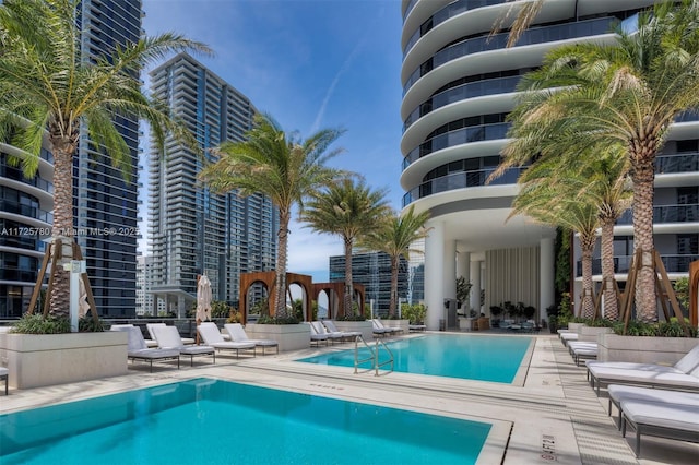 view of pool with a patio area