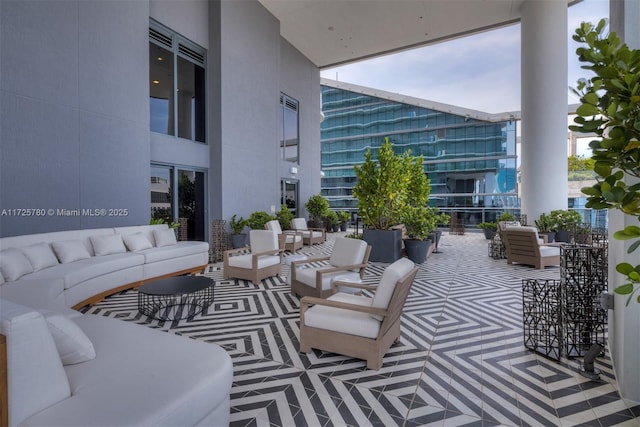 view of patio featuring an outdoor living space