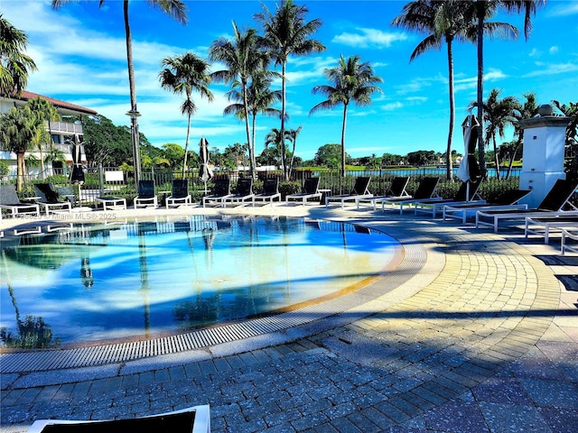 pool featuring fence