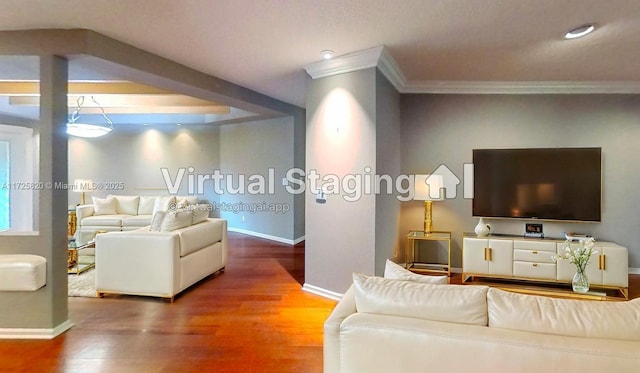 1 E Balfour Rd E, Palm Beach Gardens, FL 33418 - living room with crown molding and wood finished floors