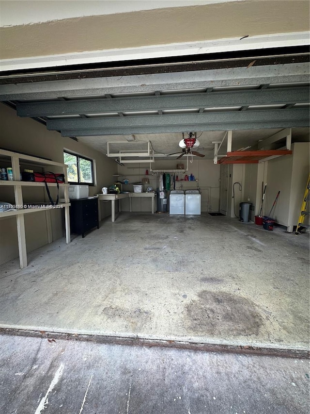 garage featuring a garage door opener and washing machine and clothes dryer