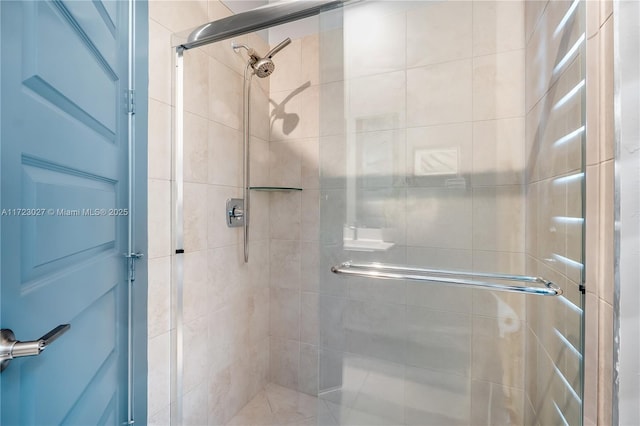 bathroom with a shower stall