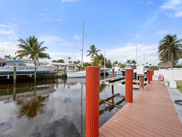 view of dock featuring a water view