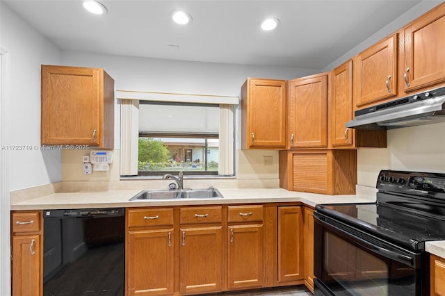 kitchen featuring black appliances and sink