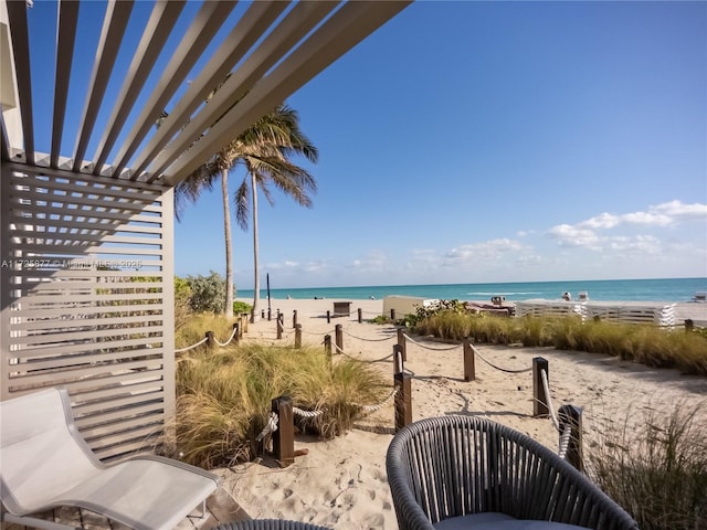 property view of water featuring a view of the beach