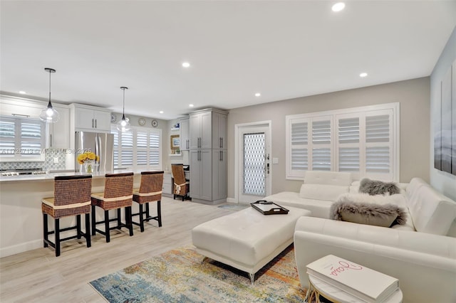 living room with light wood-type flooring