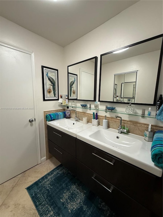 bathroom featuring vanity and tile patterned flooring