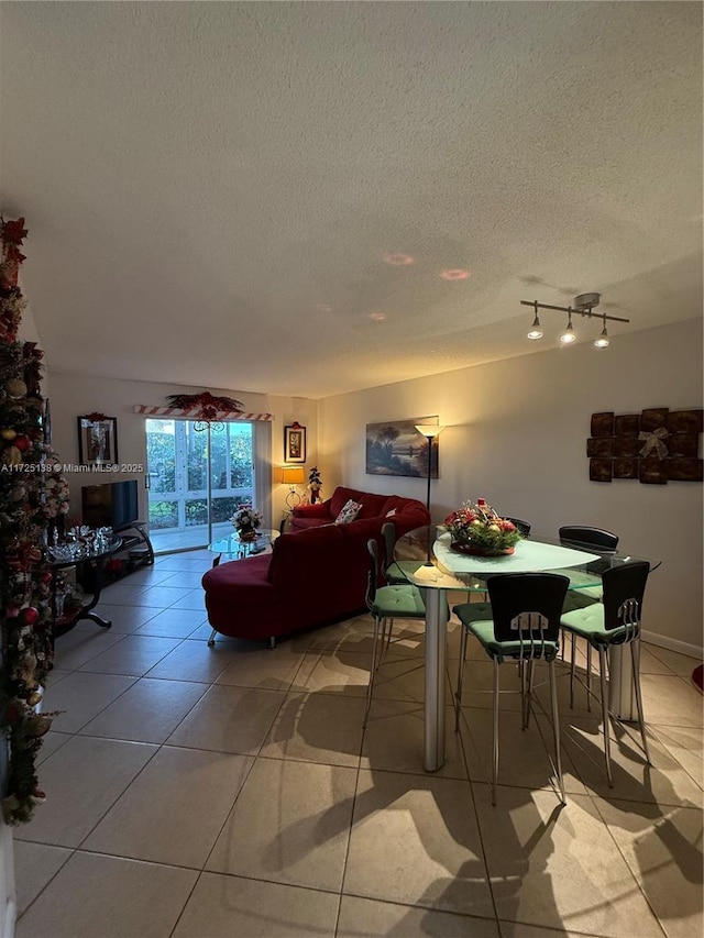 living room with light tile patterned flooring