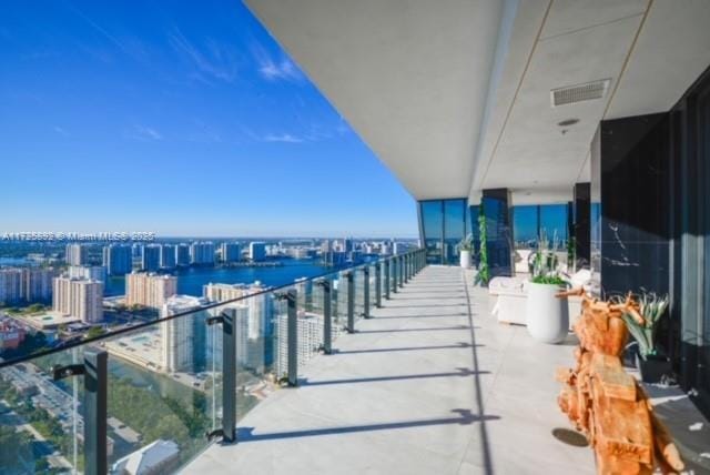 balcony with a water view