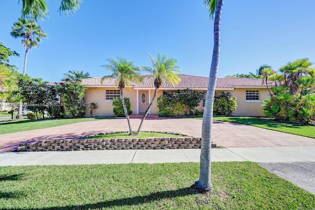 view of front of property featuring a front yard