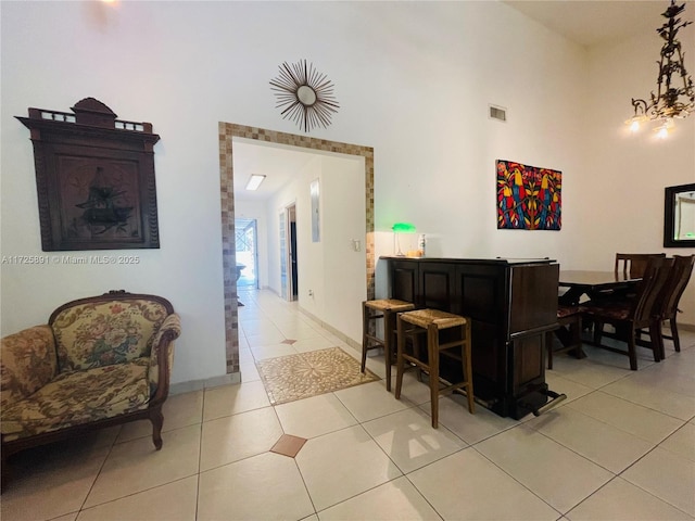 interior space featuring light tile patterned flooring