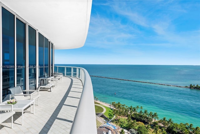 balcony with a water view