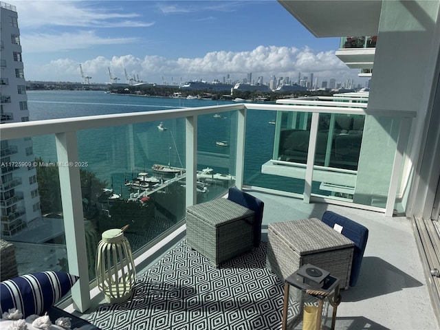 balcony with a water view