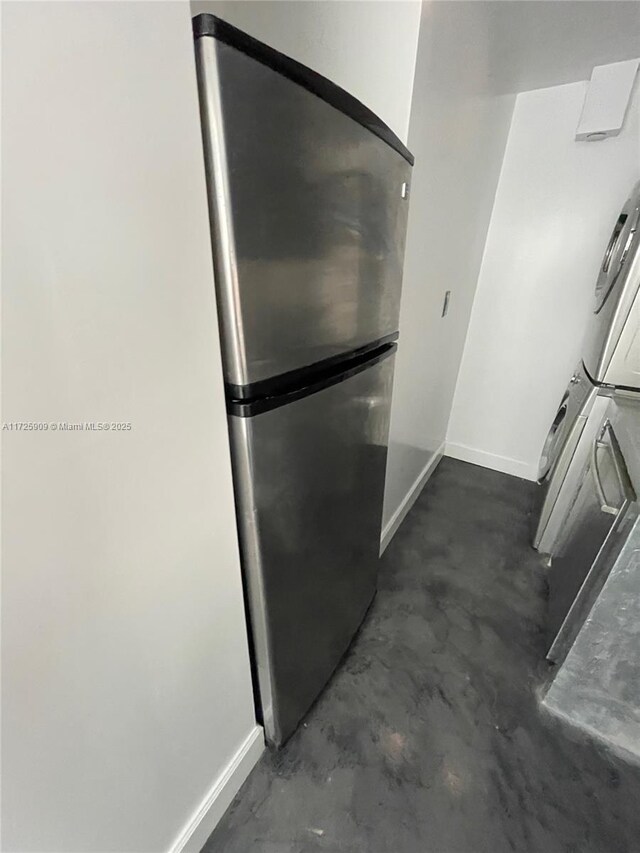 kitchen featuring stainless steel fridge