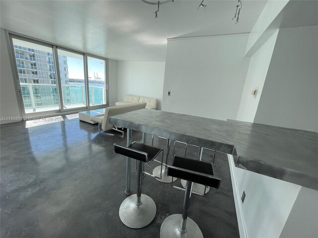 kitchen with expansive windows