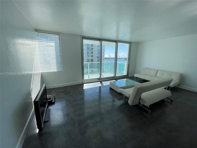 living room featuring expansive windows