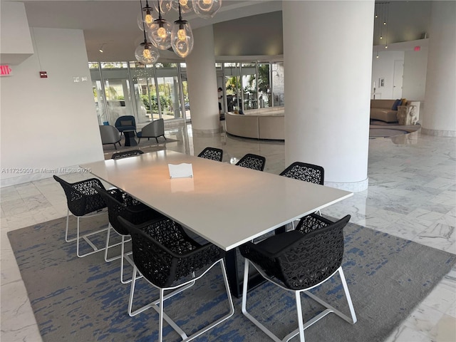 dining room featuring an inviting chandelier