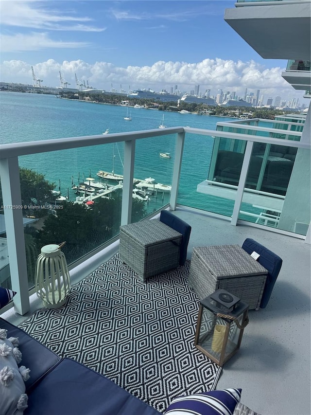 balcony with a water view