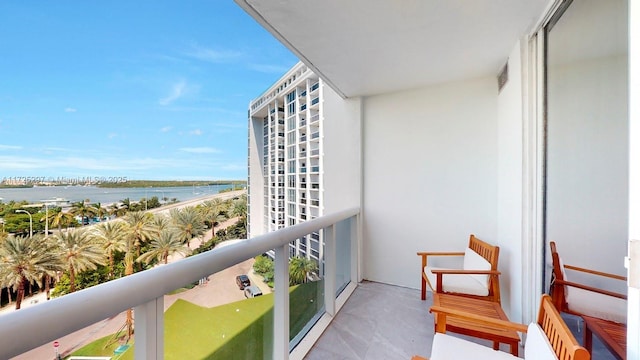 balcony with a water view