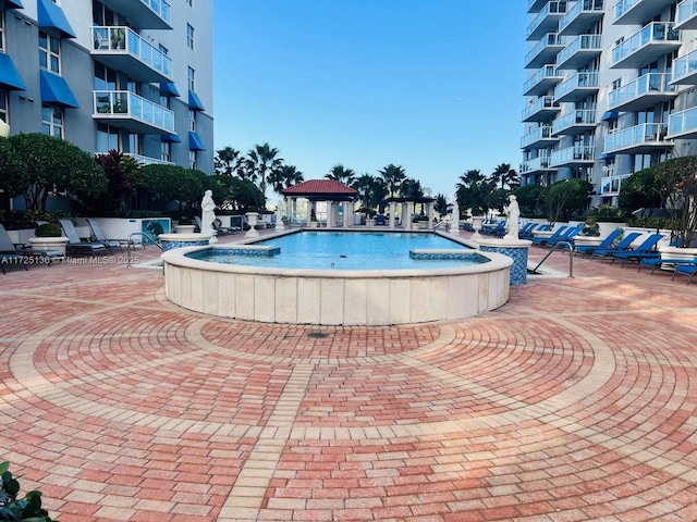 view of pool with a gazebo