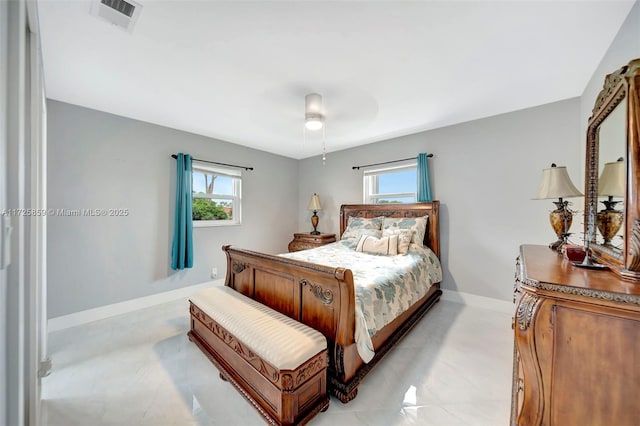 bedroom featuring ceiling fan