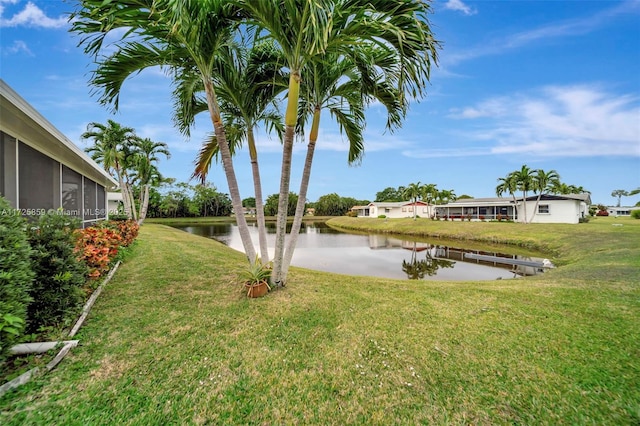 view of yard featuring a water view