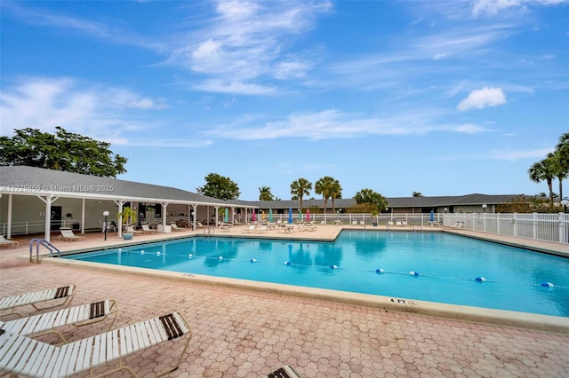 view of pool featuring a patio area