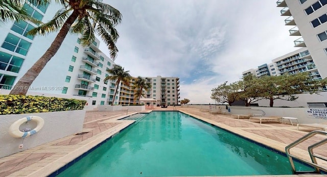 view of pool featuring a patio