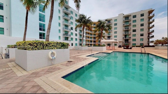 view of pool featuring a patio