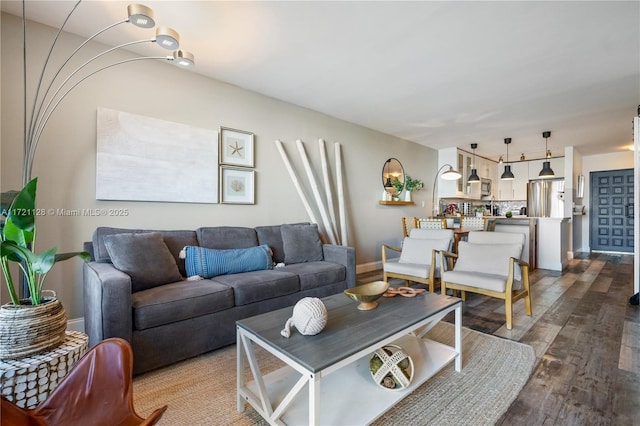 living room with wood-type flooring