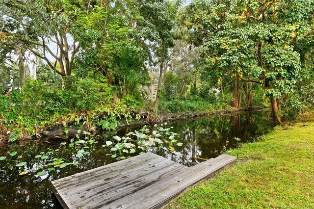 dock area featuring a water view