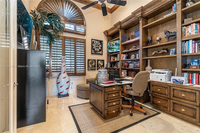 office area featuring ceiling fan