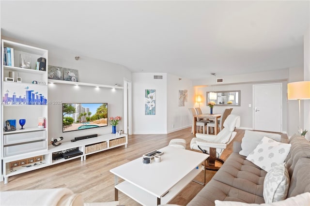 living room featuring light hardwood / wood-style flooring