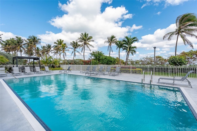 view of swimming pool featuring a patio