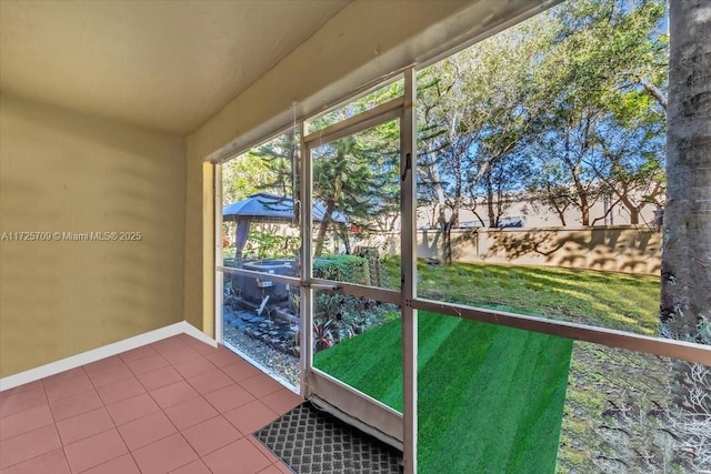 view of unfurnished sunroom