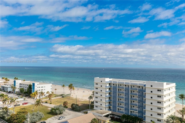 view of water feature featuring a view of the beach