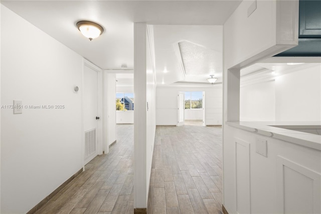 hall featuring light hardwood / wood-style flooring