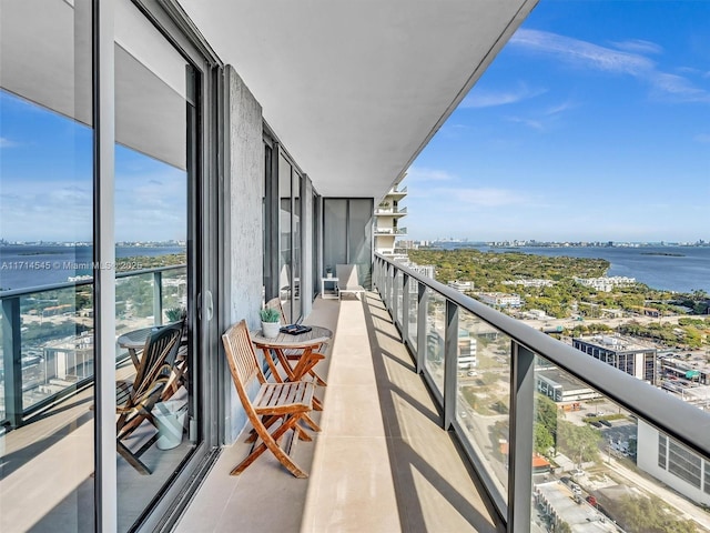 balcony with a water view