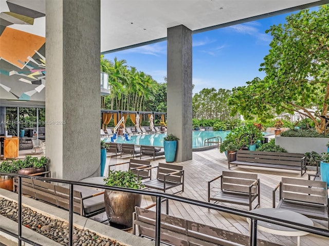 view of patio / terrace with a community pool