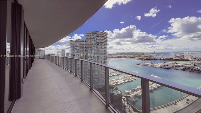 balcony with a water view