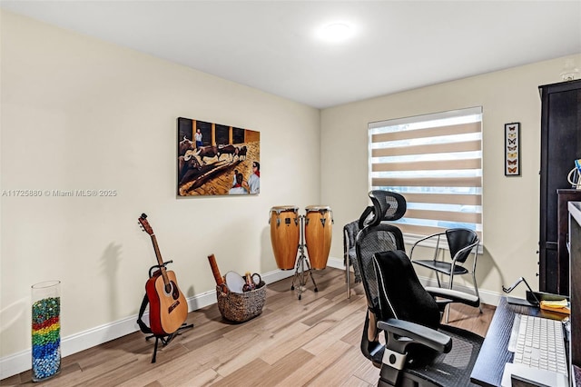 home office featuring light wood-type flooring