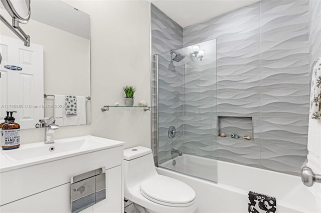 full bathroom with toilet, vanity, and shower / bathing tub combination